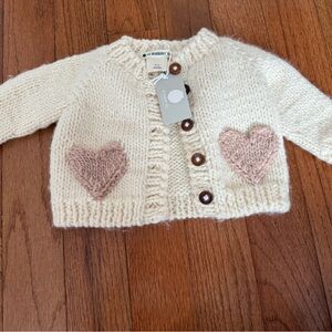 The blueberry hill Cream Knit Cardigan with Heart Accents